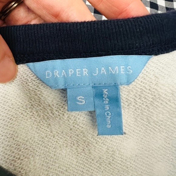 Draper James Natalie Sweatshirt Top in Blue Navy Gingham Small - Picture 14 of 16